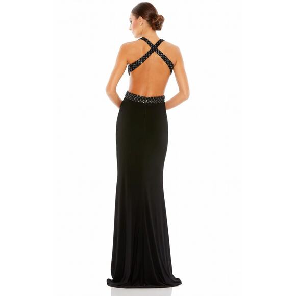 Mac Duggal Black Maxi Dress with Silver Accents - Picture 3 of 6